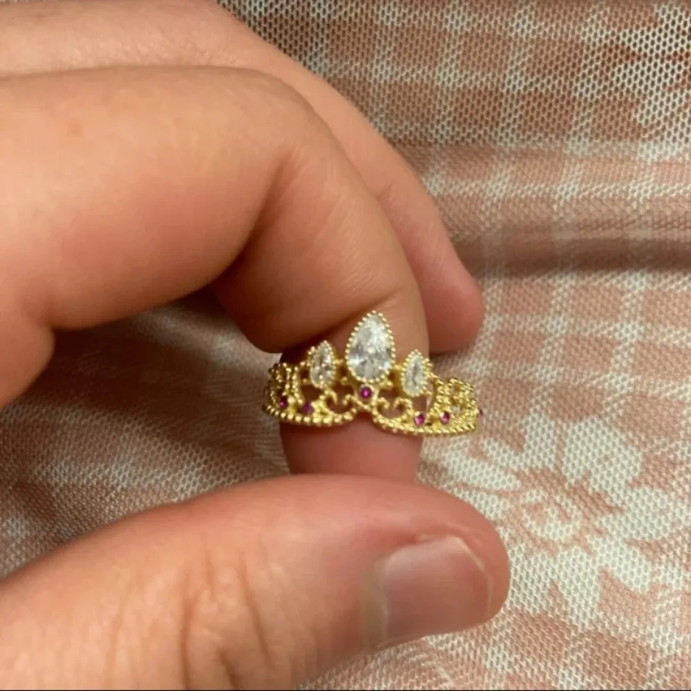 Bagues couronne raiponce, bijoux princesse, pour femmes et filles, accessoires de mariage à la , plaqué or, bagues réglables, pour elle