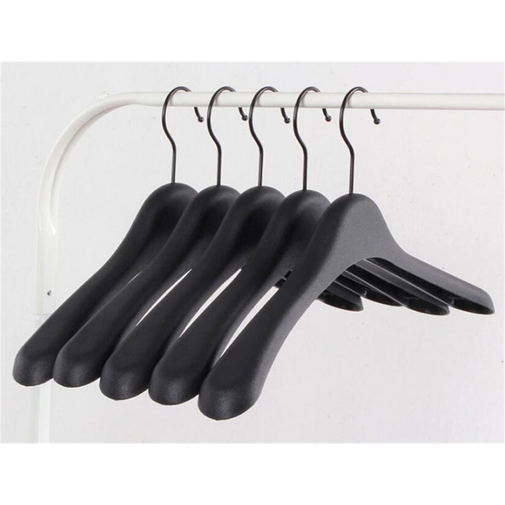 Cintre en plastique noir épais à épaules larges pour manteaux, veste et fourrure (5 pièces/lot)