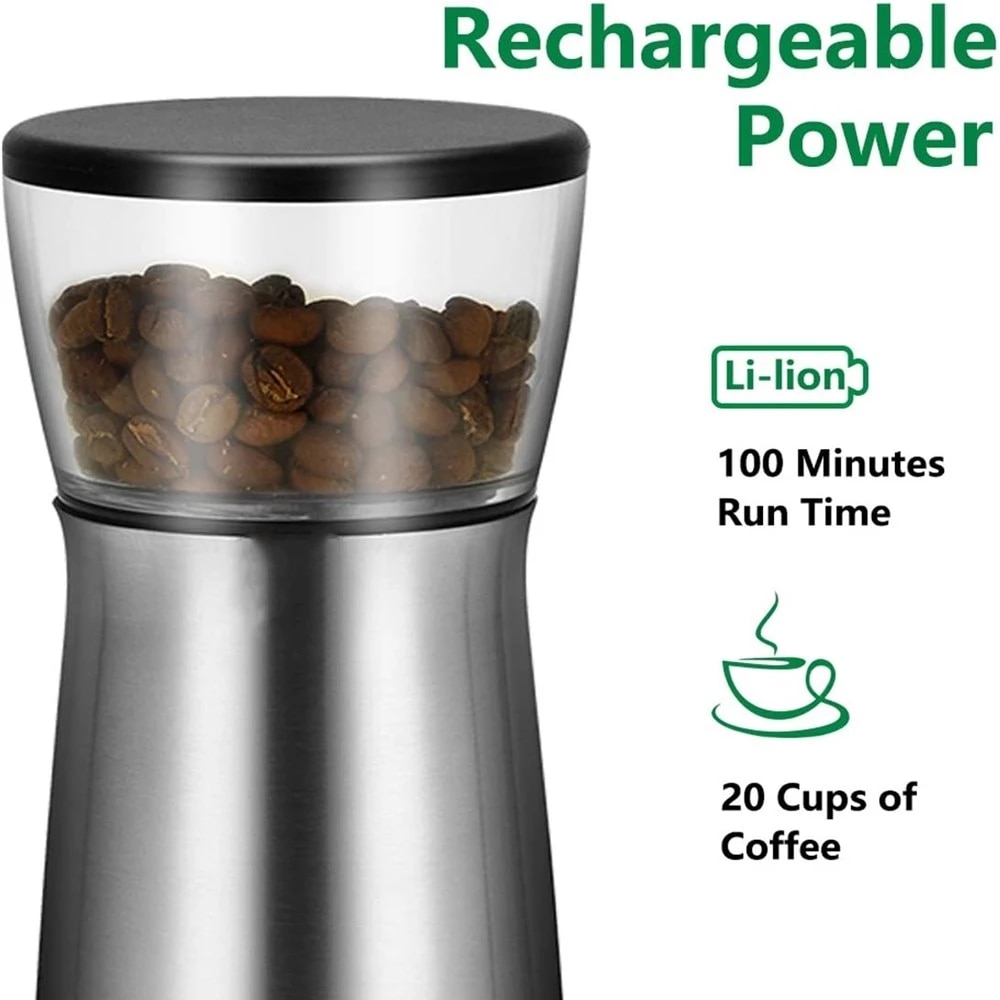 USB Rechargeable Coffee Grinder Electric Stainless Steel Adjustable Hand Grinder Coffee Machine Coffee Bean Grinders Kitchen Too