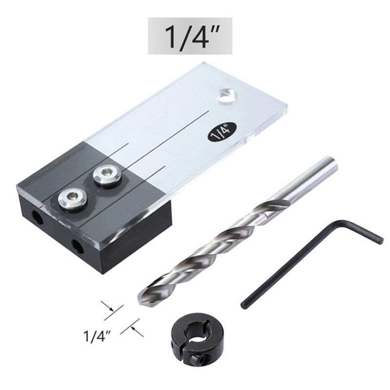 Dowel jig akryl herdet stål lomme hull jig 1/4 tommers bor guide locator