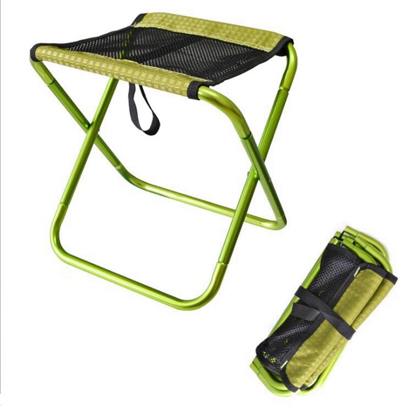 Superharde, zware outdoor kampeerstoel, reisstoel, ultralichte opvouwbare stoel, draagbare strandstoel, picknickstoel, visgerei, stoel: Groen 0017