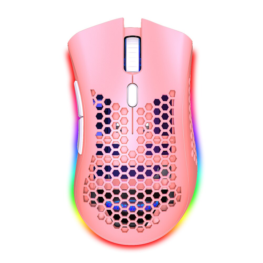D2 2.4GHz Wireless Gaming Mouse Rechargeable RGB Backlit Hollow Optical PC Mice for Household Computer Accessories
