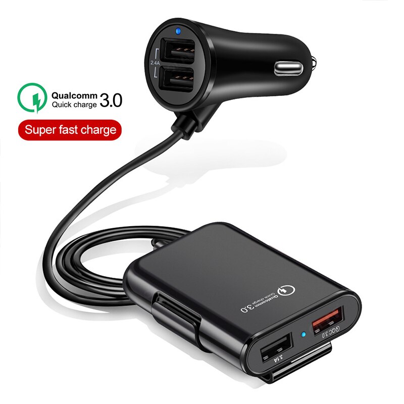 Slot per accendisigari per Auto caricabatterie USB QC 3.0 presa per Splitter USB adattatore per ricarica per Auto sedile posteriore telefono cellulare accessori per Auto