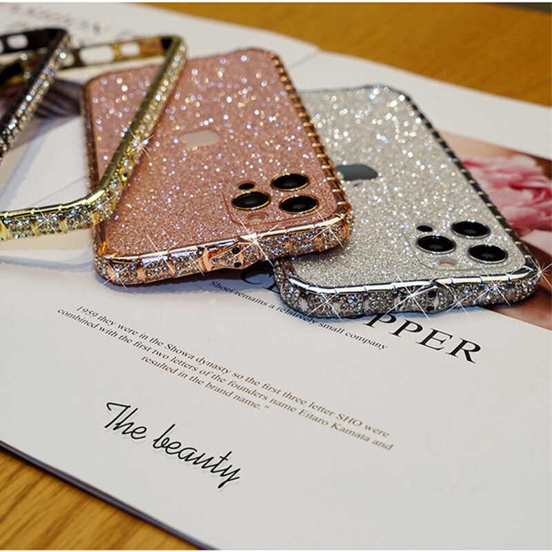 Strass Glitter Kristall Diamant Metall Stoßstange Fall Für iPhone12 Pro Max 12mini Bunte bling Abdeckung