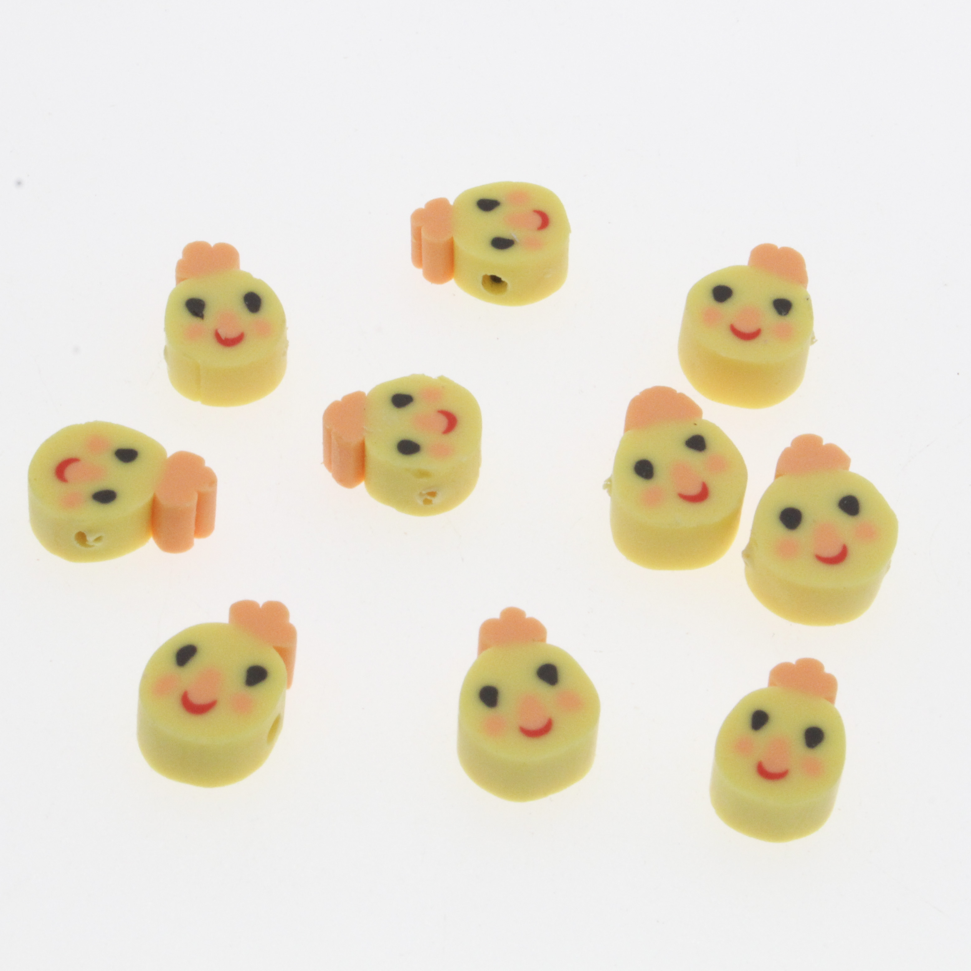 30/50/100 stück niedliche gelbe küken-abstandshalter aus polymerclay für schmuckherstellung, diy-accessoires, 10mm stück