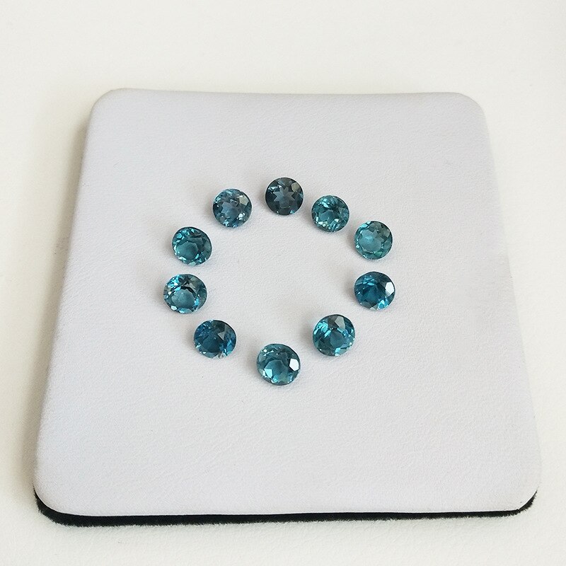 Wong Regen 1 PCS Natuurlijke 6 MM Ronde Natuurlijke Londen Blue Topaz Losse Edelsteen DIY Steen Decoratie Sieraden Veel bulk