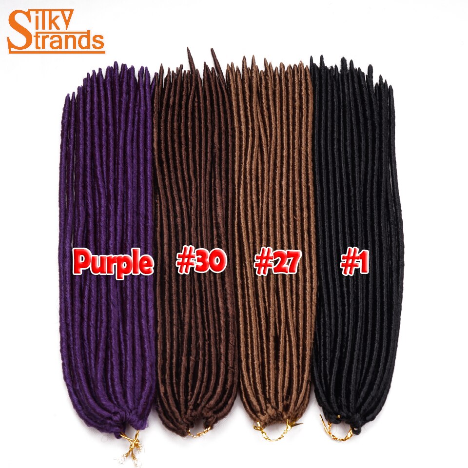 Silky Strands Synthetic Straight Faux Locs Hair Extensions For Women Afro High Temperature Ombre Braiding Hair Crochet Braids