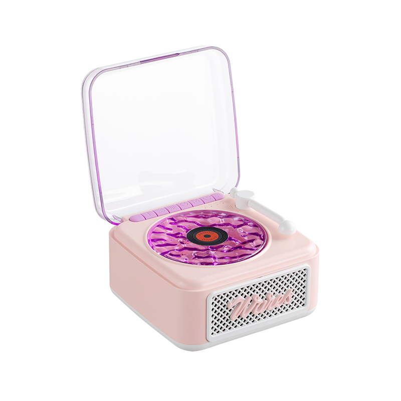 White Noise Bluetooth Speaker Mini Retro Portable Vintage Sleep Aid Bluetooth Speaker Subwoofer With RGB Light Support TF Card: Pink