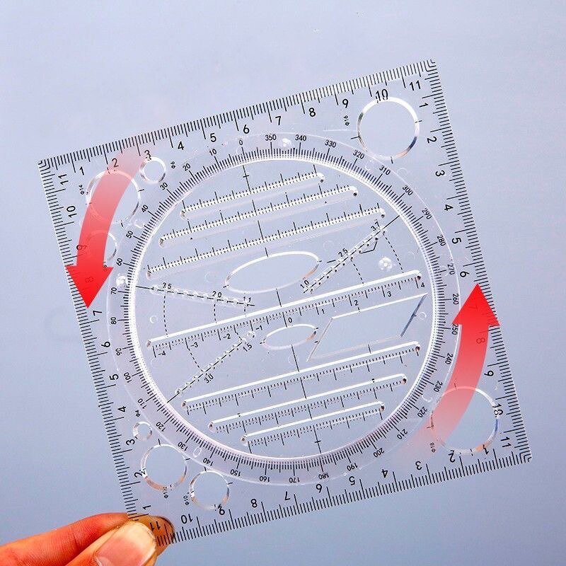 Universal Rotatable Ruler Drawing Circle Oval Drafting Template Art Geometry Measuring Scale Ruler