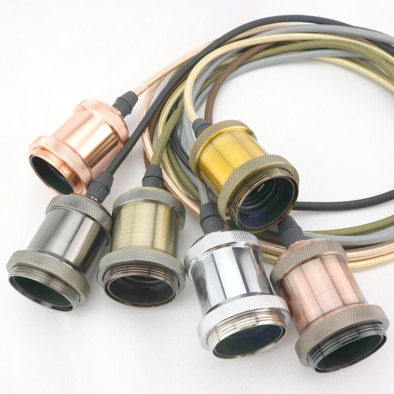 Vintage Hanglampen E27 Lamphouder Socket 110V 220V Schakelaar Schroef Fitting 1 Meter Lamp Bases Retro Edison lamphouder