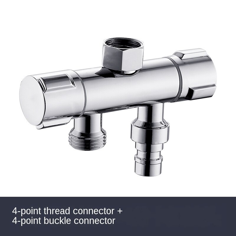 Water Divide Valve Washing Machine Faucet Current Divider One Divided into Two Double Union Tee into Two Output Angle Adapter: Army Green