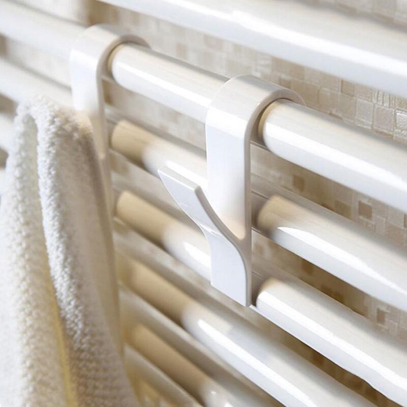 1pc håndklædetørrer radiator rørkrog tøjbøjle køkken bad krog holder pletbar tørklæde bøjle hvid/klar