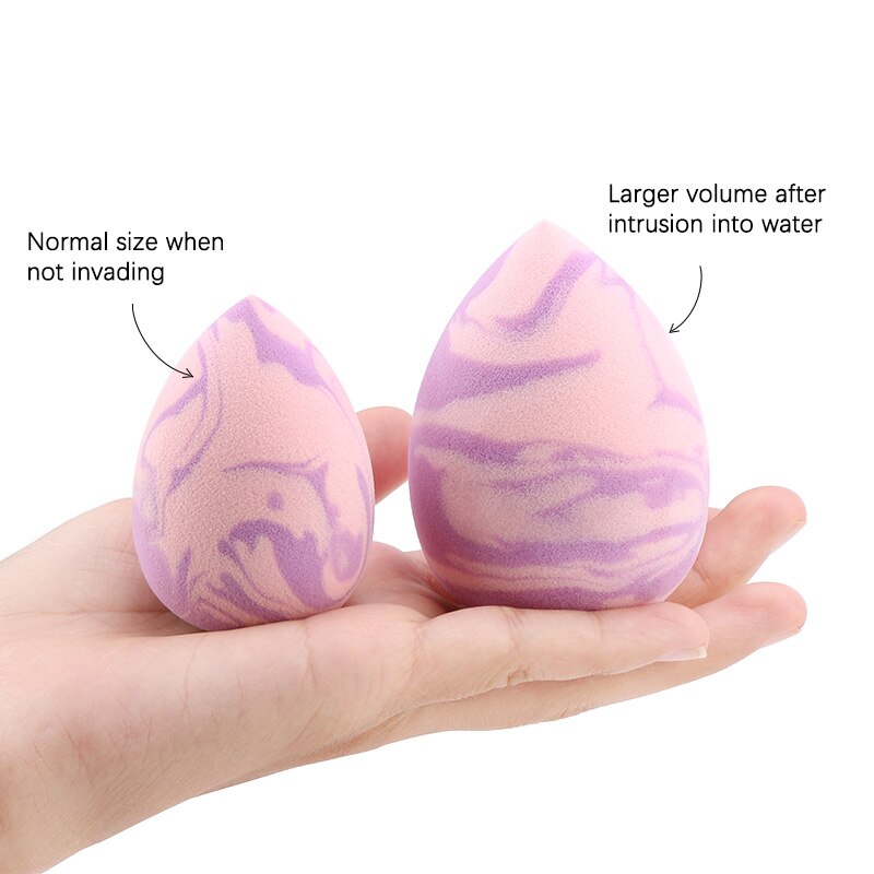 Esponja de maquillaje veteado con forma de gota de agua, esponjas correctoras para base, polvo mezclado húmedo seco, esponja cosmética, accesorios de maquillaje