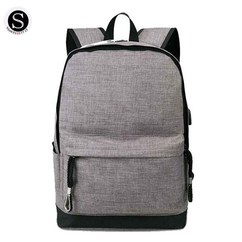 Senkey Style Men Backpack Student School Bags For Teenagers backpack Men Travel USB Charging Computer Bag