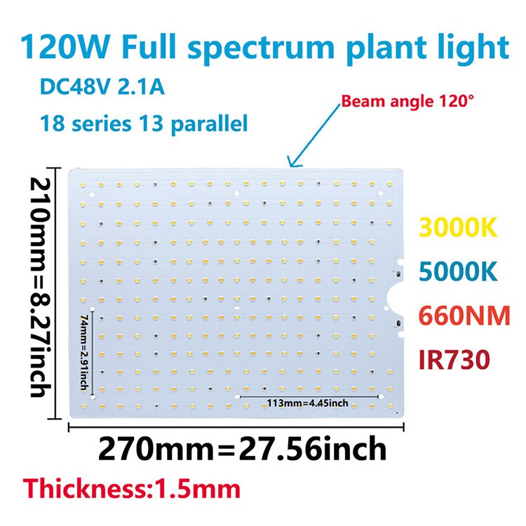 1Pcs 120W LED Plant Grow Light PCB Samsung lm281b + LED With Red 660nm Infrared 730nm Ultraviolet 395nm For Indoor Plant Grow: Default Title