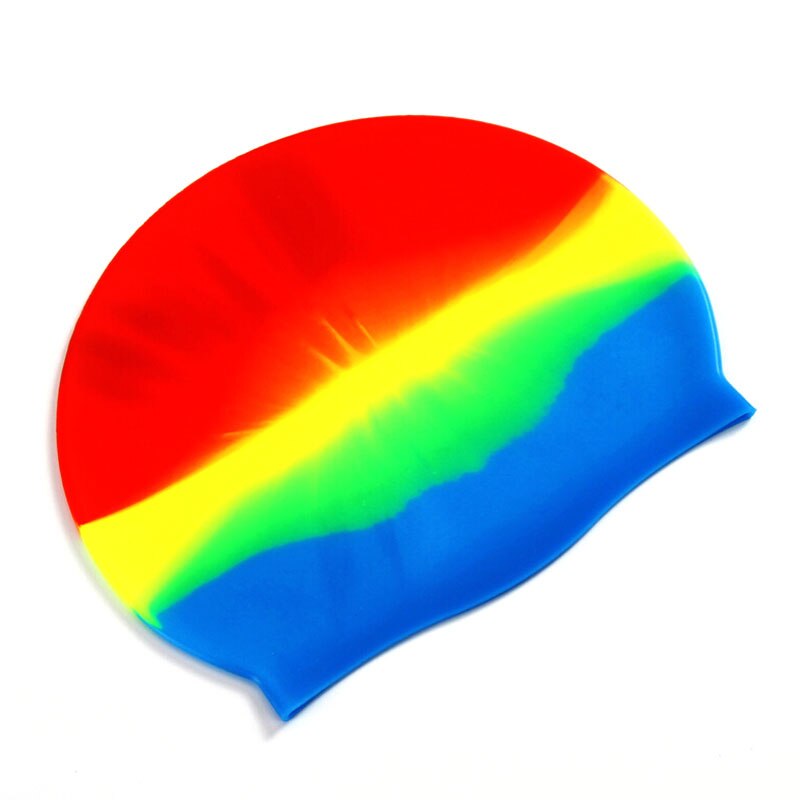 19-22.5CM Gradient Adult Silicone Swim Caps Ear Protect Rubber Swimming Waterproof Hat Swim Cover Radius Swim Accessories: Red