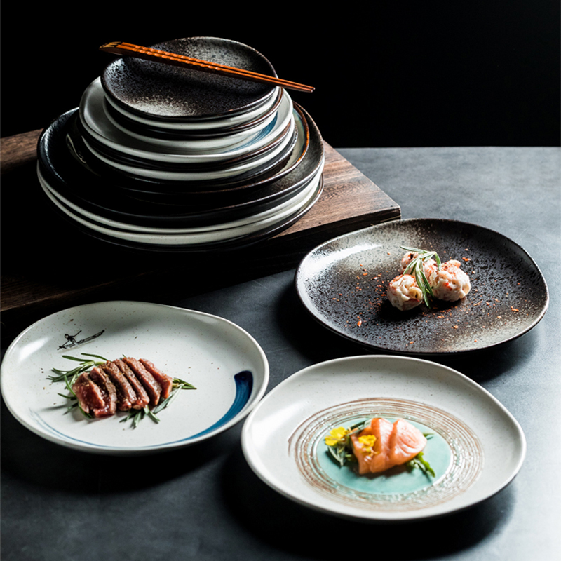 RHE Irregular edges Ceramic plate set Restaurant kitchen home dinner Steak Salad Dim Sum Plate Party porcelain plate