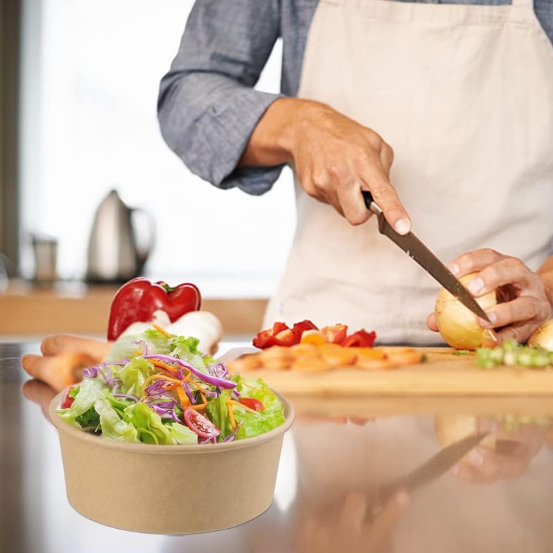 10/20 szt. Jednorazowe pudełka na obiad kraft, pojemniki na owoce i sałatki, szybkie opakowania na jedzenie z pokrywką na imprezy i kemping