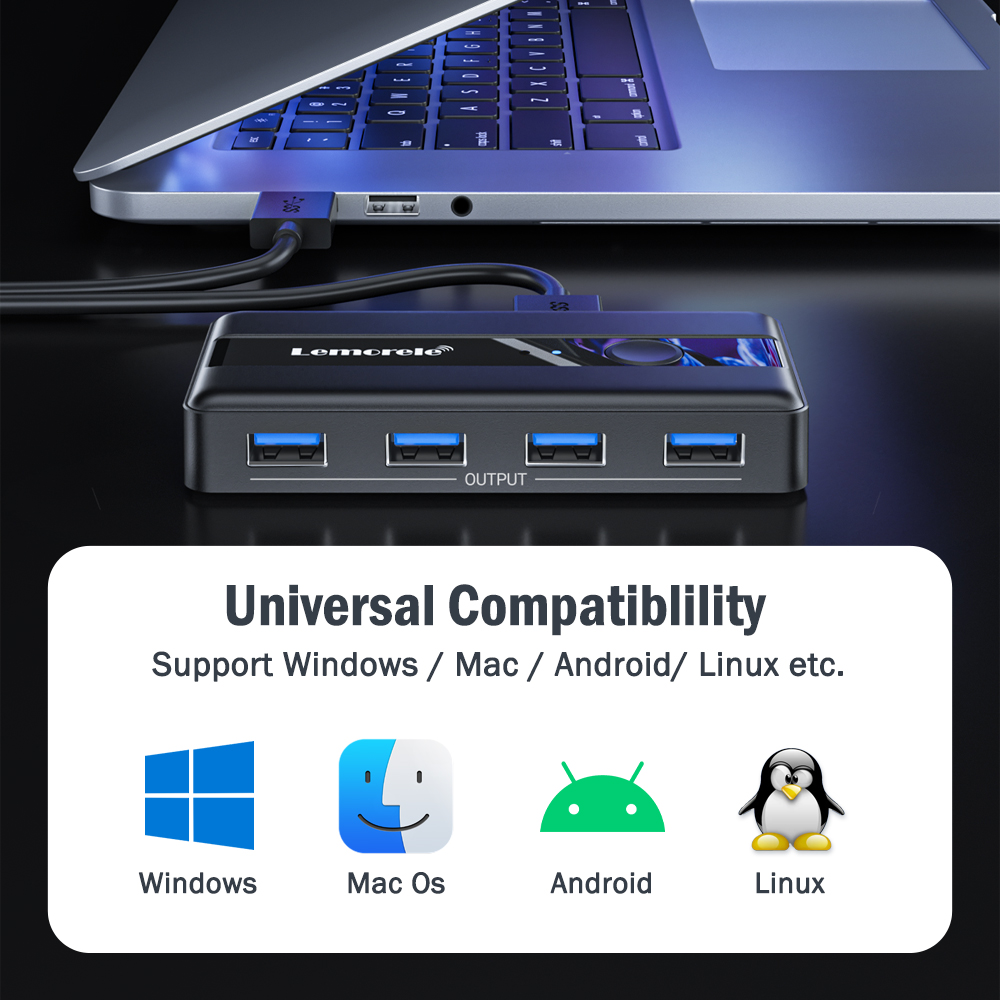 Lemorele USB KVM schalten Adapter USB 3.0 Umschalter 2 Eingänge 4 Ausgänge USB schalten KVM Umschalter Drucker Teiler für Computertastatur