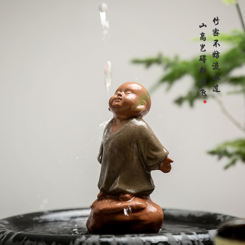 Ręcznie robiona purpurowa glina mała mnich herbata ozdoby dla zwierząt kreatywne śliczne małe początkujący zestaw herbaty herbata akcesoria zagraj w wodę Teaware rzemiosło