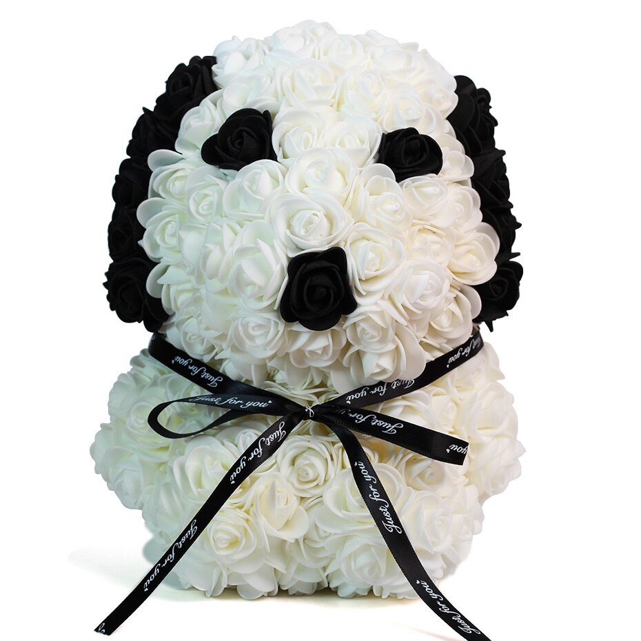 Christmas 25cm rose bjørn kunstig blomst rose bamse dekoration til kvinder valentins bryllup fødselsdag: 25cm hvide hunde