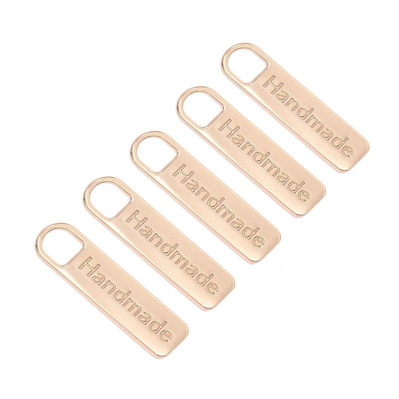 Etiquetas de Metal con letras hechas a mano para manualidades, cuerpo de cremallera para bricolaje, DIY, reparación a medida, ropa de costura, bolsos, accesorios de decoración, 10 Uds.
