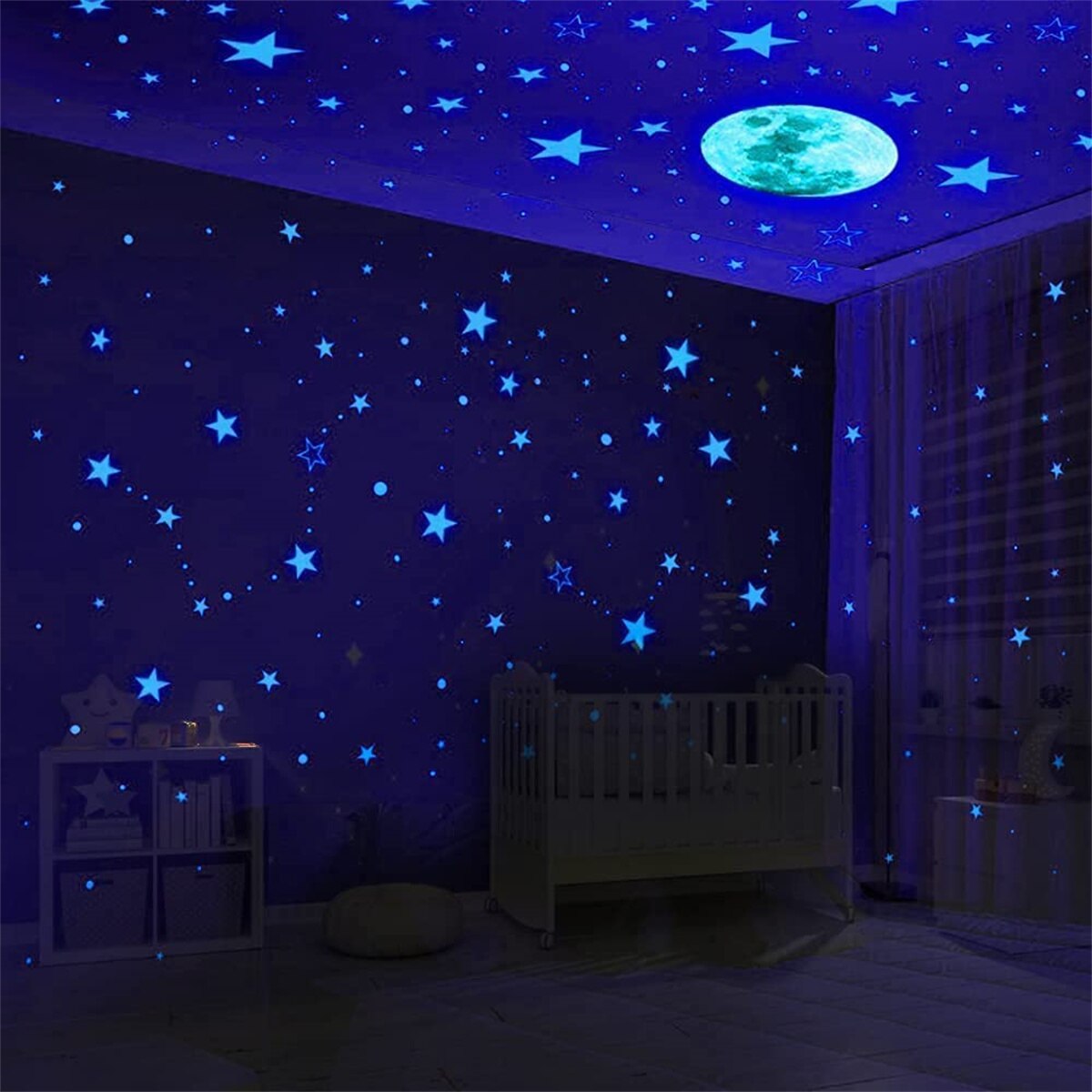 Pegatinas luminosas de estrellas para decoración de habitación, pegatinas realistas de cielo estrellado para techo, dormitorio de niños y bebés