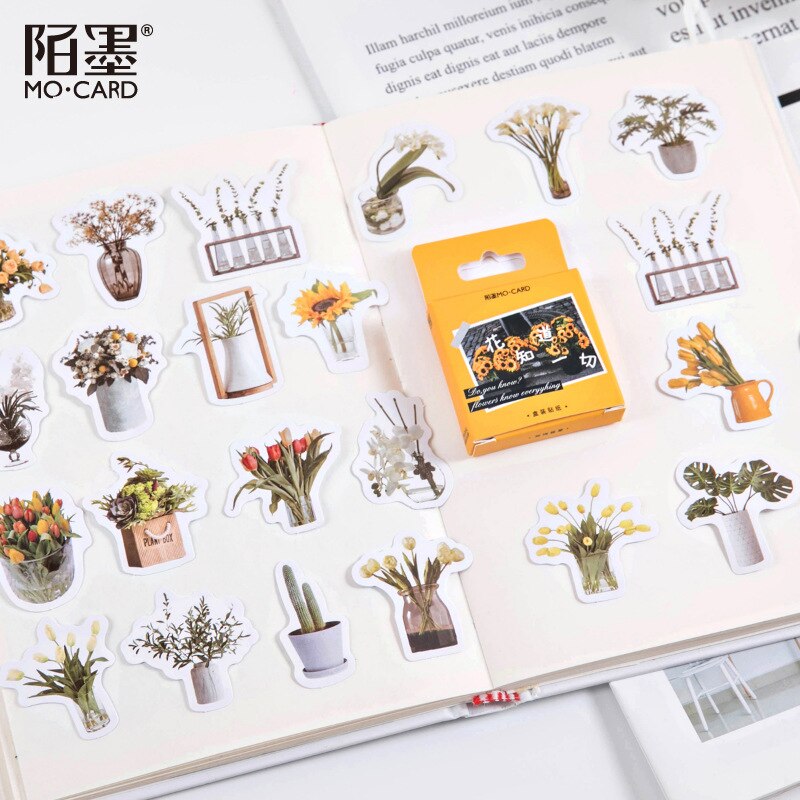 46 pcs/box Flower Knows Everything Series Decorative Stationery mini Stickers set Scrapbooking DIY Diary Album Stick Lable