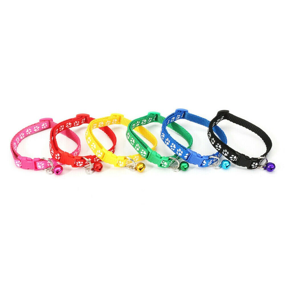 12 Stks/partij Halsbanden Kat Puppy Kleur Gesp Nylon Kraag W/Bell