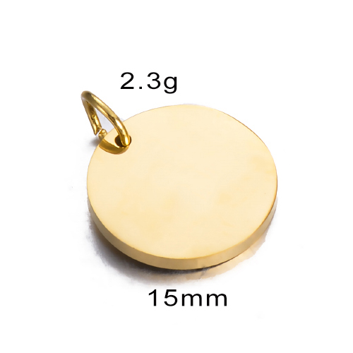 Étiquettes rondes polies en acier inoxydable, breloques 6mm/8mm/10mm/12mm/15mm pour la fabrication de bijoux à faire soi-même, , 10 pièces/lot: Plaqué platine