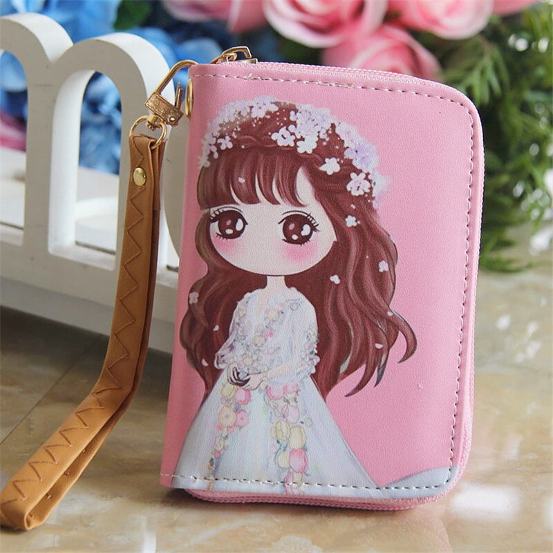 Cute Short Wallet Girl Korean Girl Purse Soft Surface PU Leather Cartoon Portable Wallet for Girls Small Coin Purse: 3