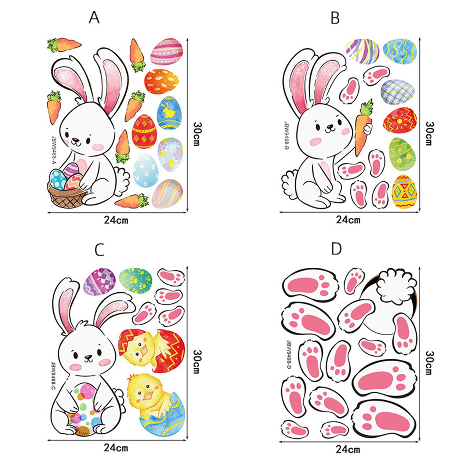 Happy Easter Bunny Egg Electrostatic Sticker Window Glass Refrigerator Sticker Home Decoration Mall Easter Wall Stickers#30