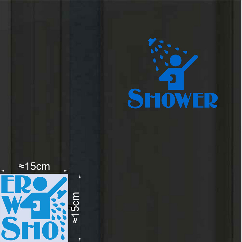 Zabawna naklejka na drzwi robić prysznica Świecąca w ciemności Znak łazienkowy Naklejka ścienna Toaleta Pralnia Łazienka DIY Świecąca dekoracja: Niebieski