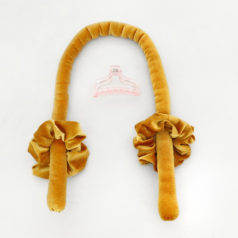Bigoudi sans chaleur pour cheveux, ensemble de 3 pièces de produits de beauté bouclés, fer à friser en velours, outils de coiffure magiques: Yellow
