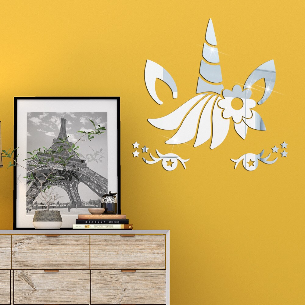 Kawaii Einhorn Acryl Zauberstab Aufkleber Spiegel Aufkleber Tapete Schlafzimmer Wohnzimmer Dekor Hause Dekoration Zubehör