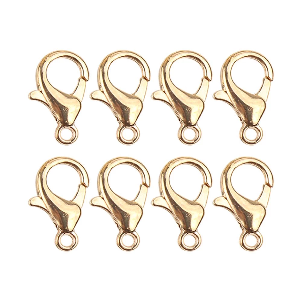 Ganchos de broche de langosta de aleación, accesorios de joyería para hacer joyería DIY, collar, pulsera, cadena de 10 12 14mm, Color dorado y plateado, 50 unids/lote