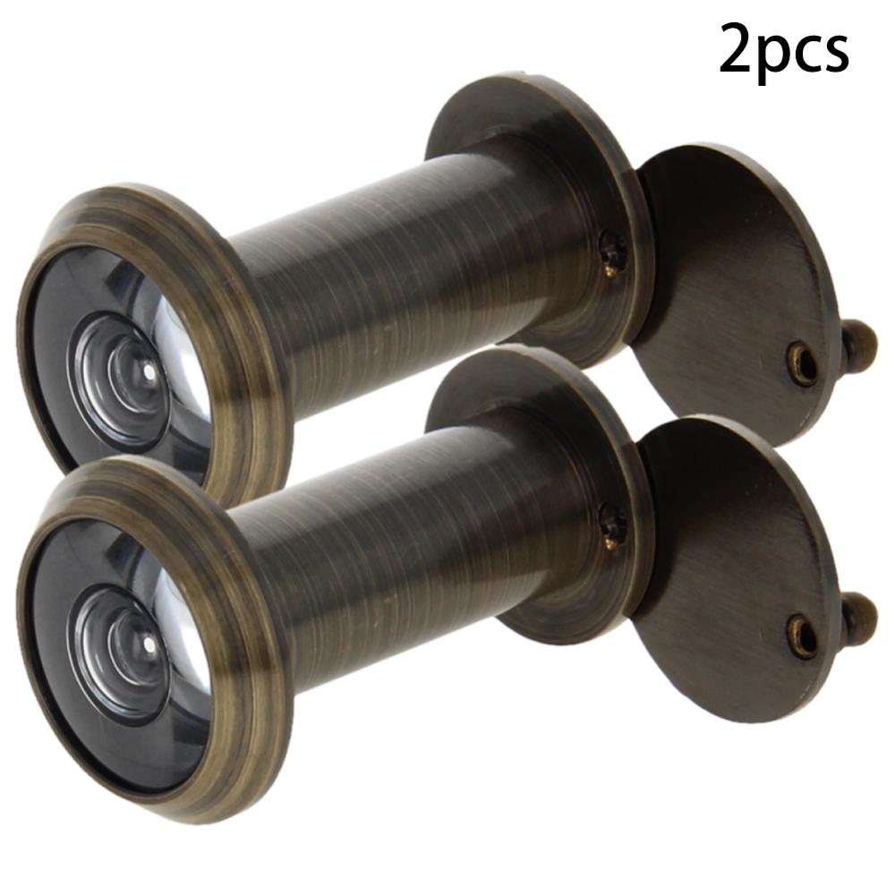 1/2/3Pcs Door Viewer Wide Viewing 200 Degree for Home Office Hotel Suitable for 35-60mm Thick Doors Security Door Eye Viewer: Green Bronze x2pcs