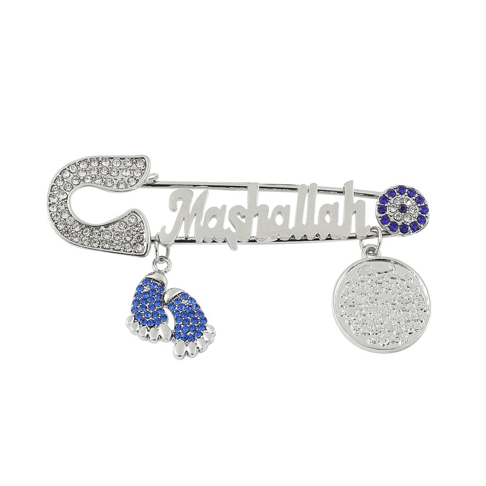 Mashallah Ich bin arabischen türkischen religiösen bösen Blick muslimischen islamischen Fußabdruck Brosche Stift türkischen arabischen Koran Schmuck Baby Stift: Antikes Kupfer überzogen