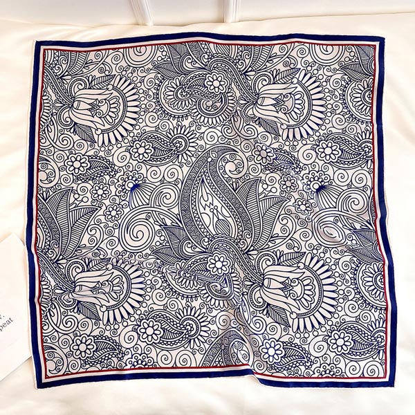Blomstertryk manuel rullet tørklæde top satin tørklæde 90 x 90 satin firkantede tørklæder bandana 100%  silketørklæde sjaler og wraps: Stil 5-1