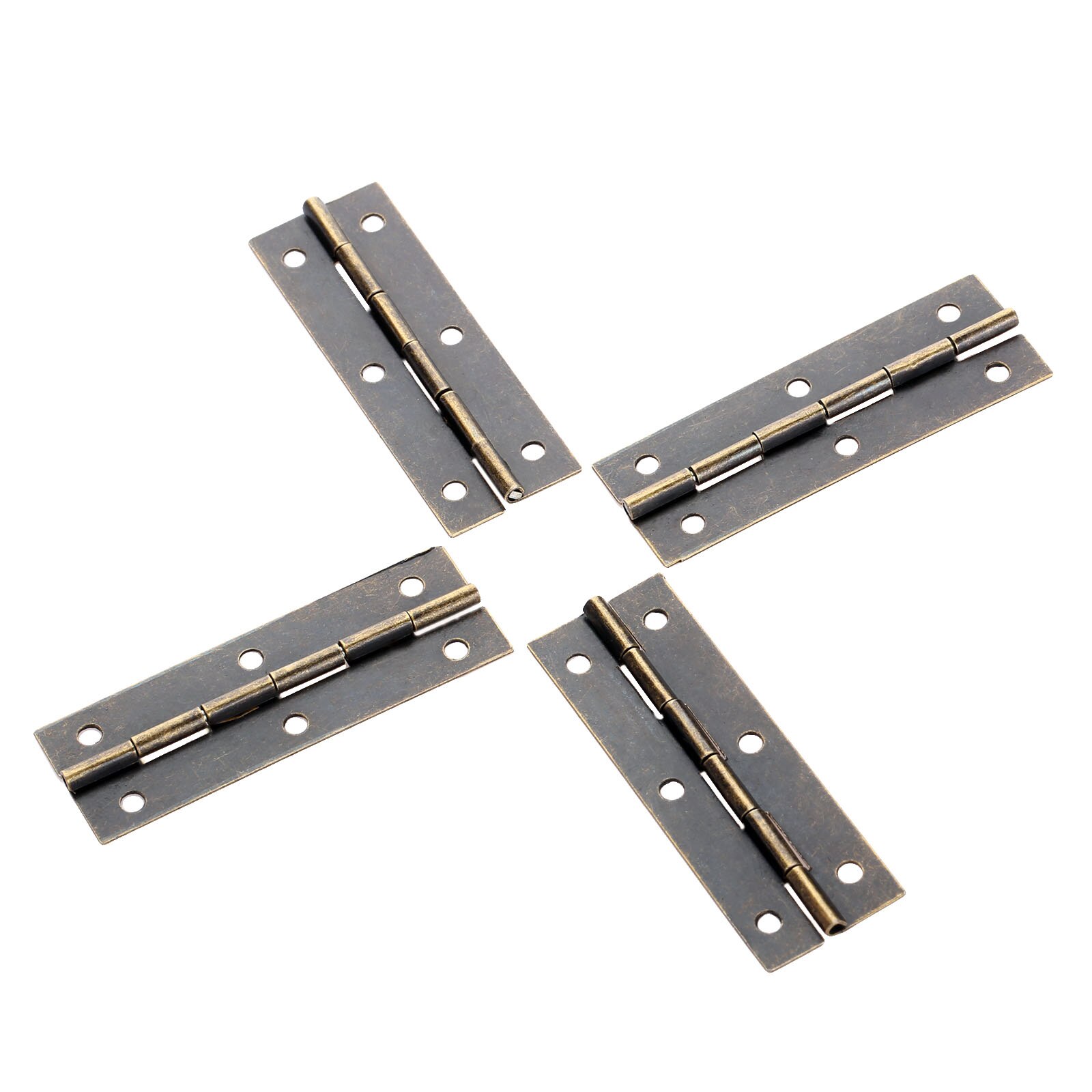 4PCS Antique Brass Small Round Hinges With Nails - For Jewelry Boxes, Drawers, DIY Wood Projects (0.9x0.8 Inch)
