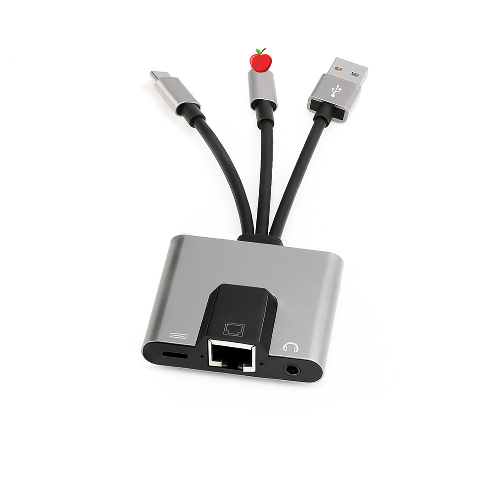 Centrum USB-C robić 3.5mm RJ45, adapter sieciowy USB-C robić Ethernet LAN, stacja dokująca z szybkim ładowaniem PD i audio robić telefonu, laptopa, tabletu: pomarańczowy