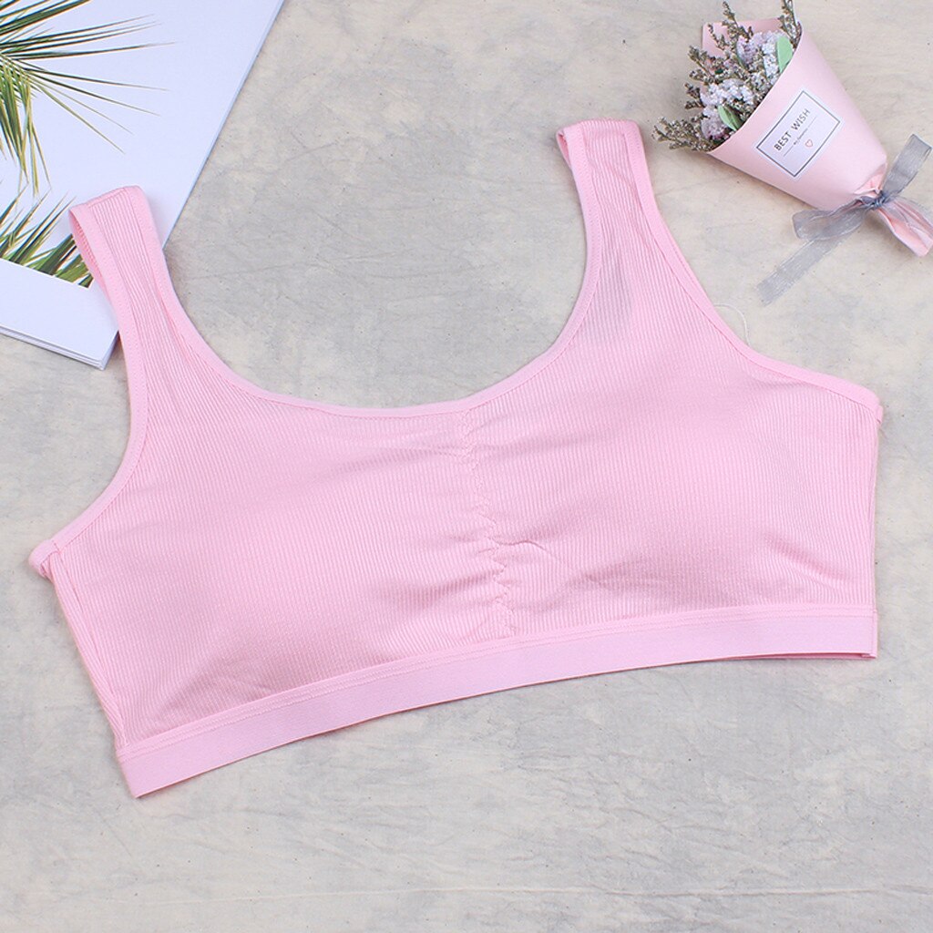 #45 Kids Girls Underwear Foam Bra Vest Children Underclothes Sport Undies Clothes 10-15t Training Bra Young Girls Для Девочек