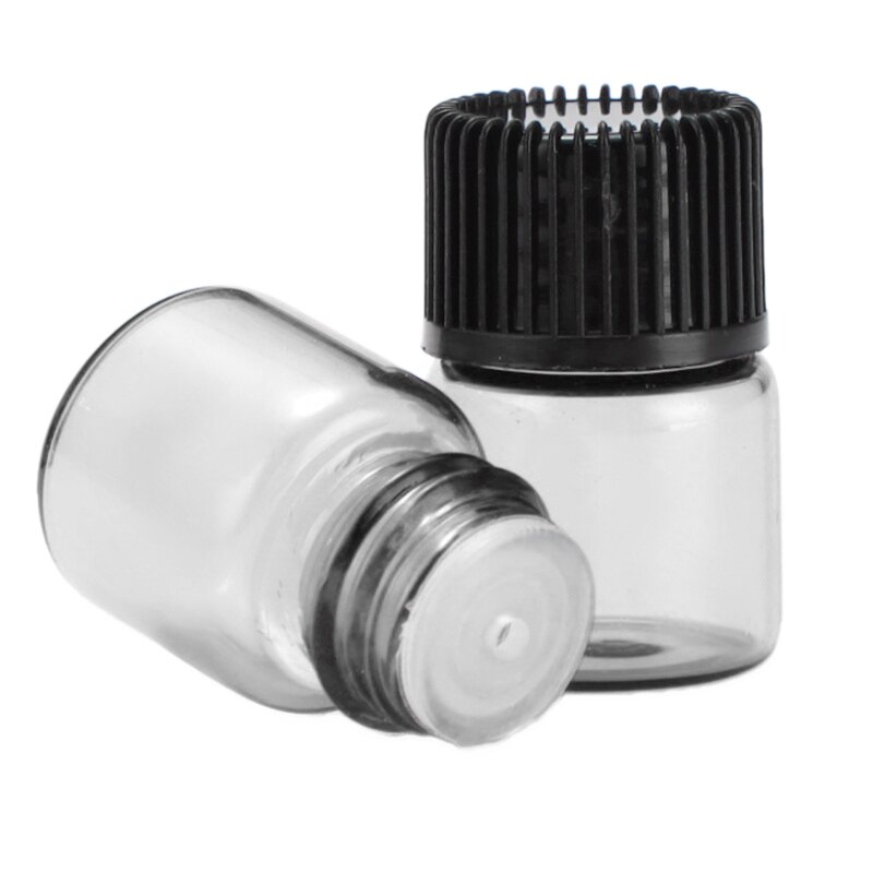 10 Uds. 1/2/3 ML PVC ámbar botella de aceite esencial vidrio delgado pequeños frascos de aceite de Perfume marrón botella de prueba con reductor de orificio