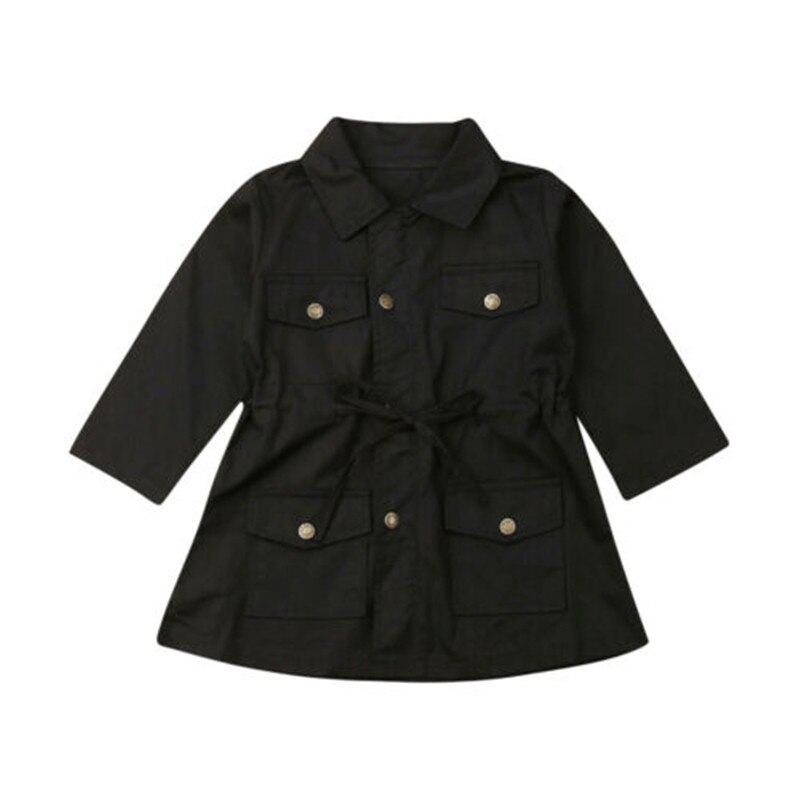 England Style Kids Girls Boys Kids Jacket Coats Autumn Warm Children Clothes Solid Long Sleeve Lace-up Buttons Coats 2-7Y: Black / 2T