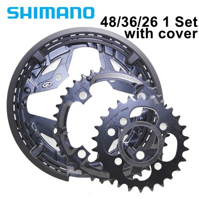 Shimano – plateau de pédalier à 9 vitesses pour vélo, pièces de réparation, Original, FC-M391 FC-M390, 48T 44T 36T 32T 22T: 1 Set With Cover