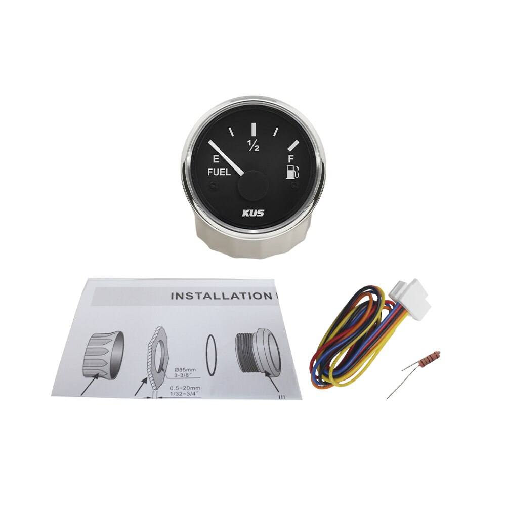 KUS 52mm Universal Fuel Level Meter 0-190ohm 240-33ohm with Backlight 9-32V Fuel Sensor 150mm 175mm 200mm 225m 850mm 900mm