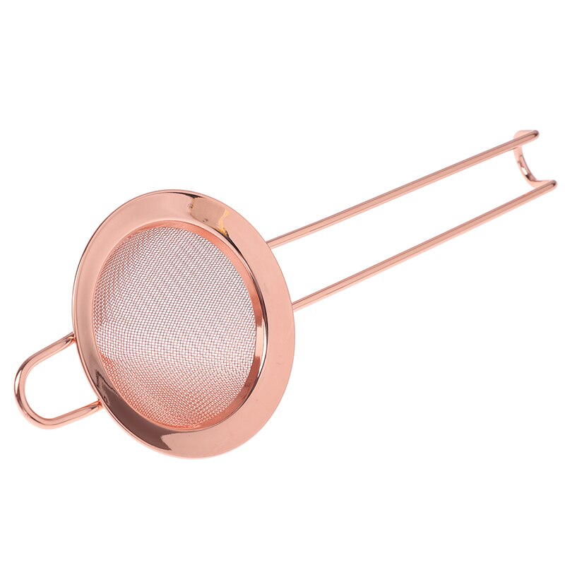 1PC Stainless Steel Fine Mesh Strainer Cocktail Strainer Great For Removing Bits From Juice Julep Strainer Bar Tool 8x21.5cm: rose gold