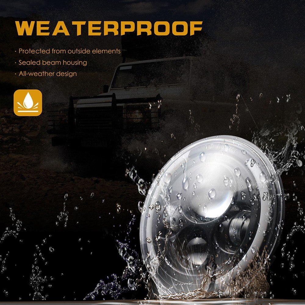 7 "Led Koplamp 150W Ronde Led Koplamp H4 H13 Koplamp 6500K Adapter Drl