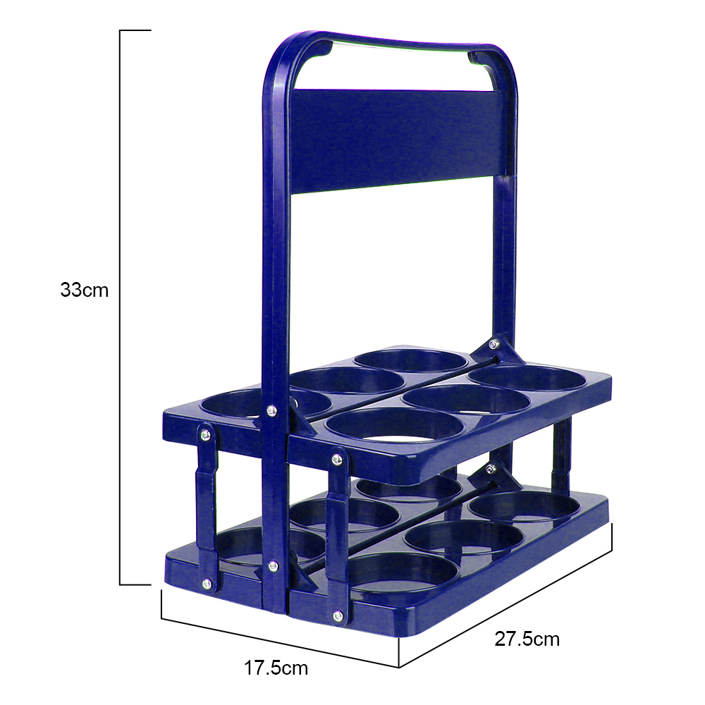 Holdbar, foldbar, genanvendelig drikkevareholder, koporganisator, ølflaskeholder, 6- pak vinreol, bar drikkevareudstillingskurv: Blå