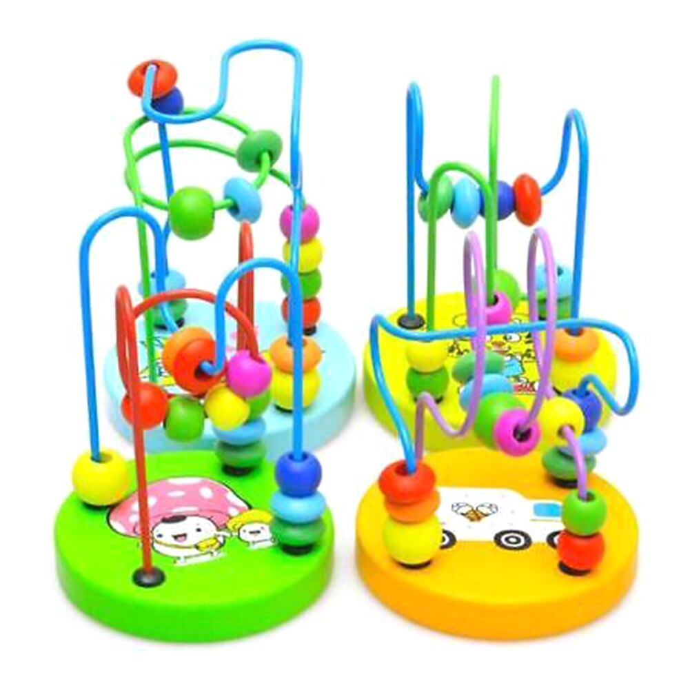 1Pc Baby Peuters Houten Kralen Doolhof Spel Roller Coaster Rond Circle Bead Interactieve Vroege Educatief Speelgoed Rond Kralen Speelgoed